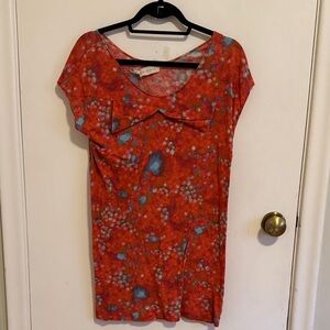 Cacharel Red and Blue Patterned T shirt dress